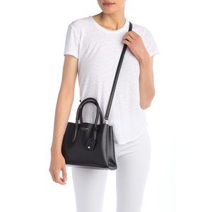 Kate Spade Eva Small Leather Satchel Handbag Black w/ Silver Hardware